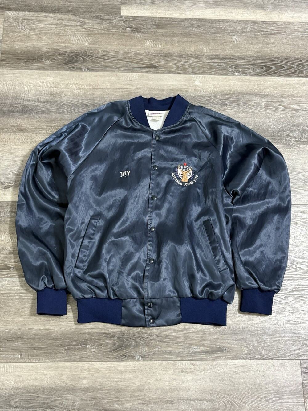 Vintage 90s Rotonda Florida Deer Embroidered Nylon Jacket Retro - Men’s XL